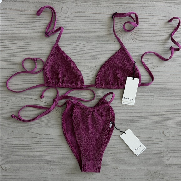 bond-eye Other - bond-eye Magenta Smocked Triangle Bikini Set